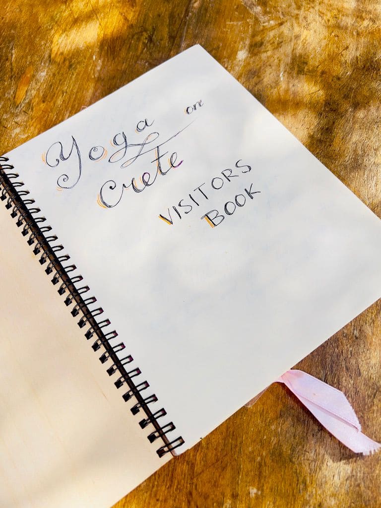 guestbook at YogaOnCrete retreat house in Crete