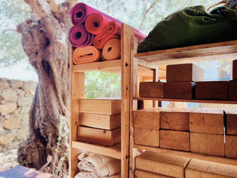 yoga props at retreat center in southern Crete