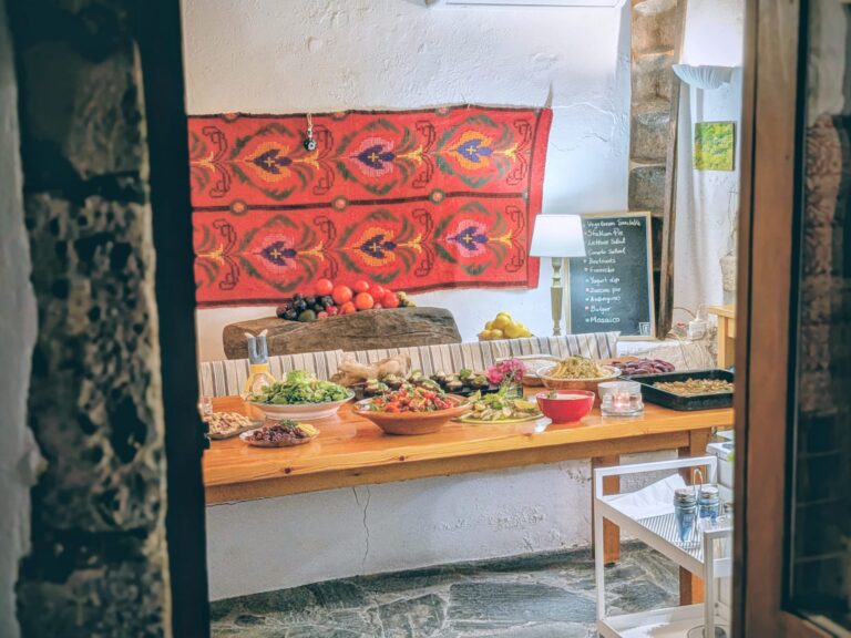 vegetarian buffet during retreat in Crete