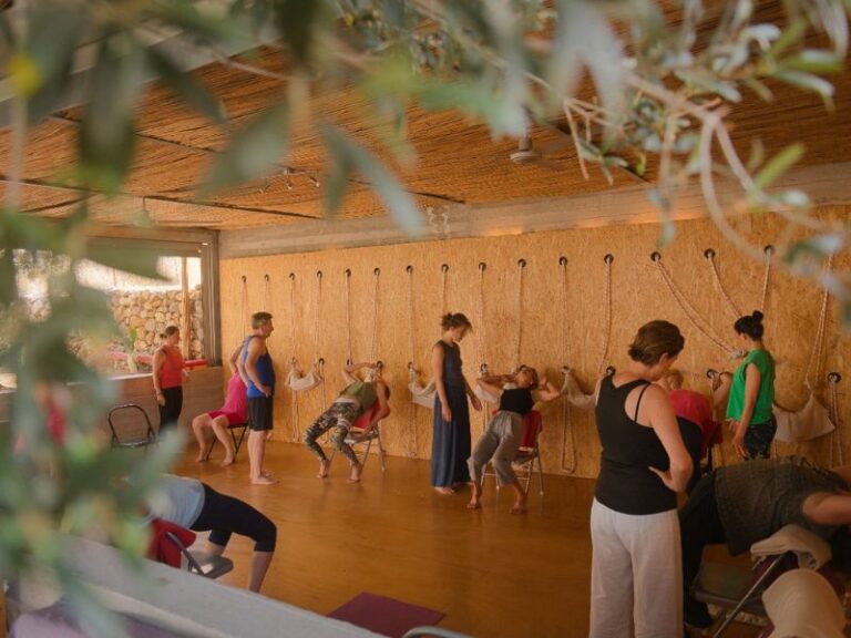 Iyengar yoga class during retreat at YogaOnCrete in Crete