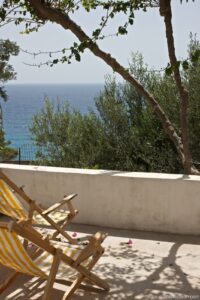 Sea view terrace from Bougainvillea room in Sfakia, Crete, Greece