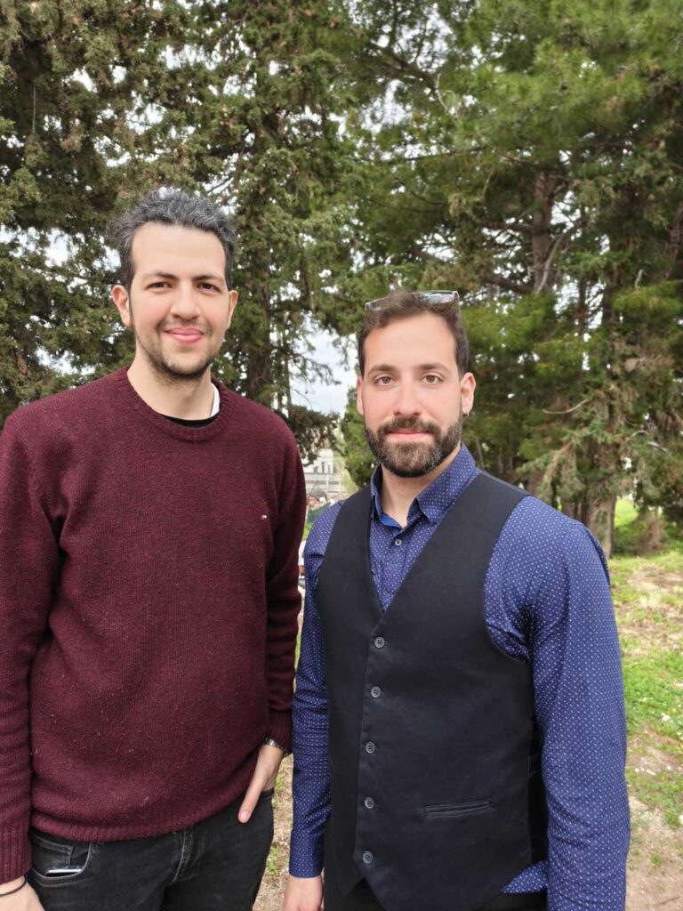 Nikos and Nicolas, teachers of the men’s yoga and emotional awareness retreat in Crete